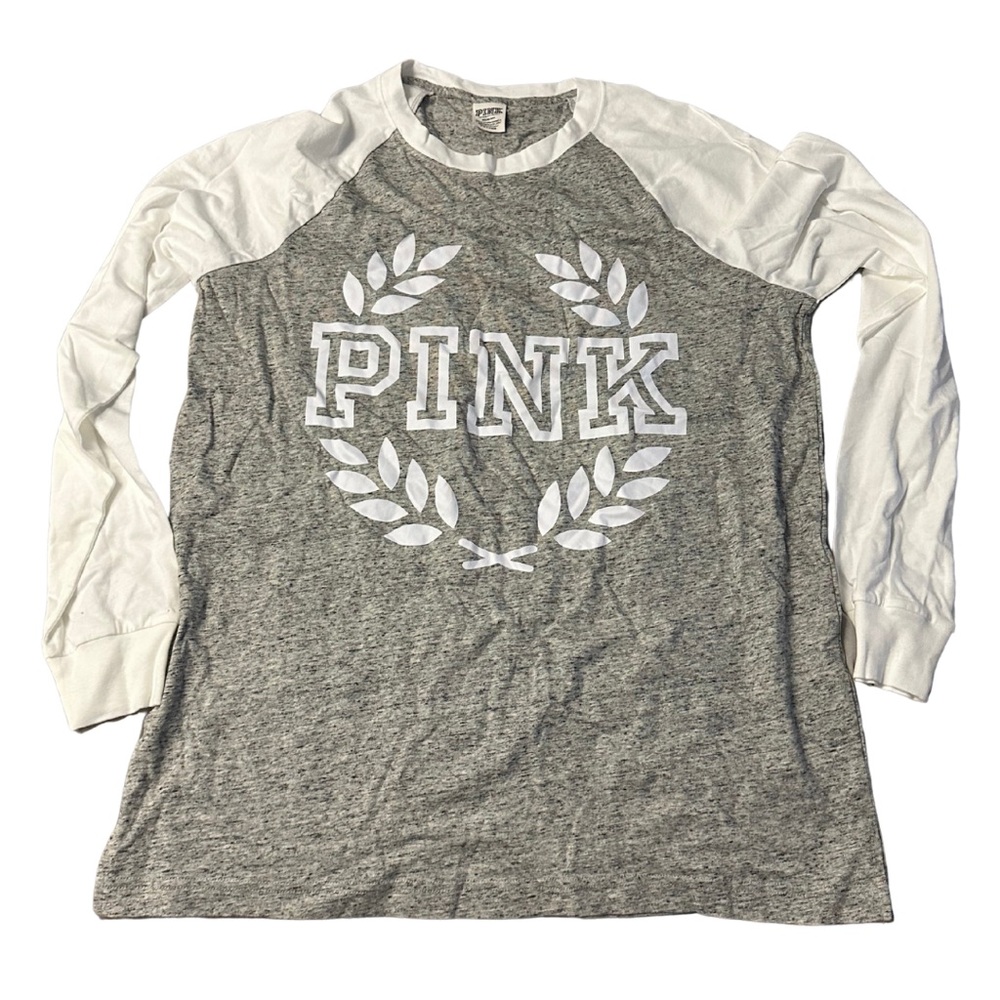 VS PINK | Heather Grey Long Sleeve T-Shirt | Y2K 2010s Campus Style Retro